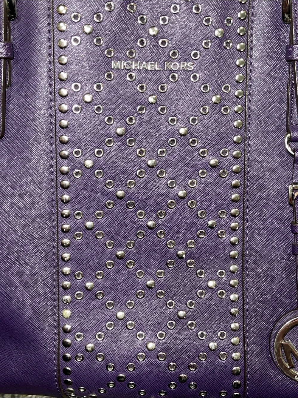 Michael Kors Purple Studded Tote - Picture 9 of 9